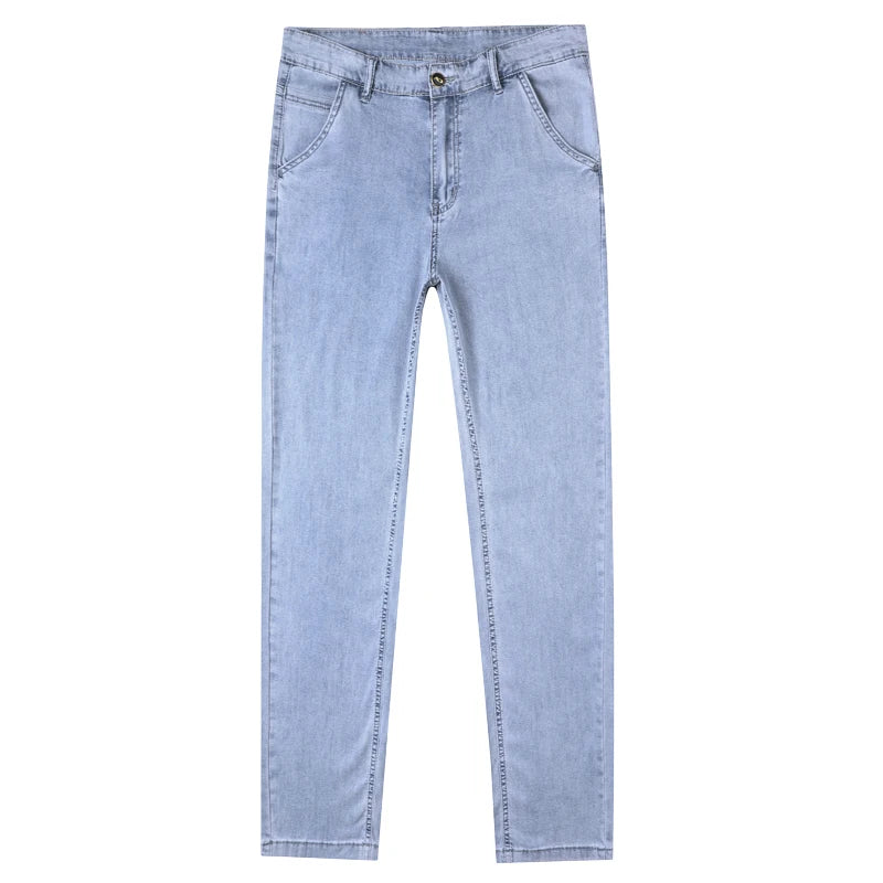 Jean Large Wide-Leg Homme Été – Tissu Ice Silk Léger & Respirant | Bleu Ciel