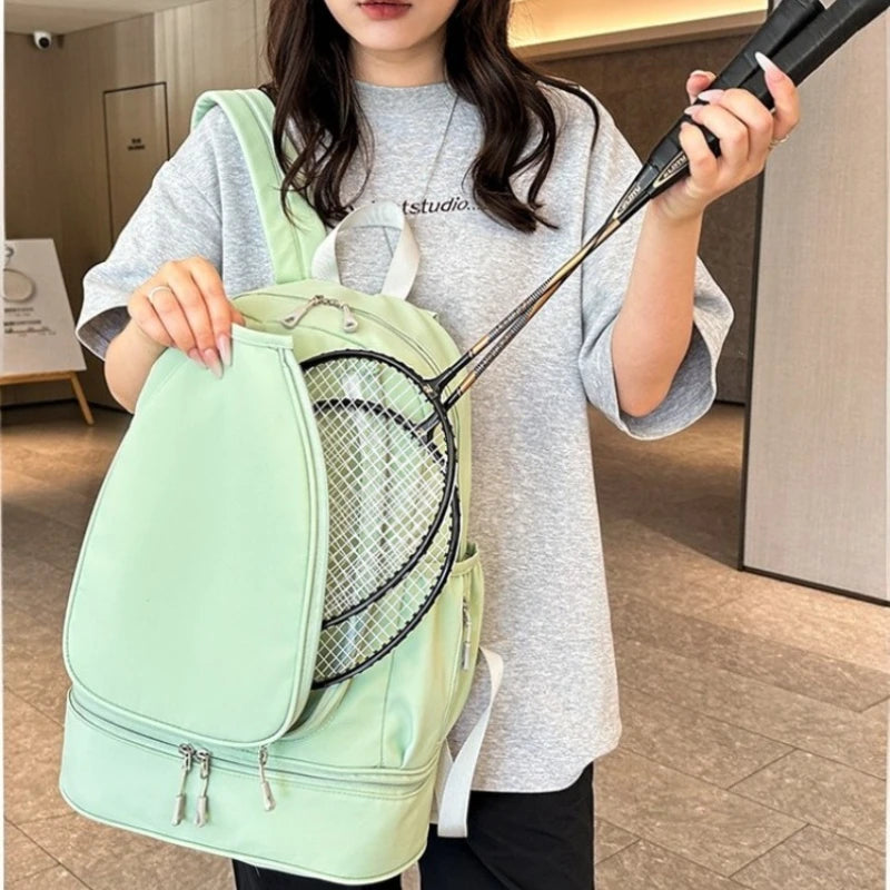 Outdoor Fitness Gym Backpack Badminton Tennis Rackets Training Bag Dry Wet Shoes Pocket Yoga Bag Large Student Storage Schoolbag