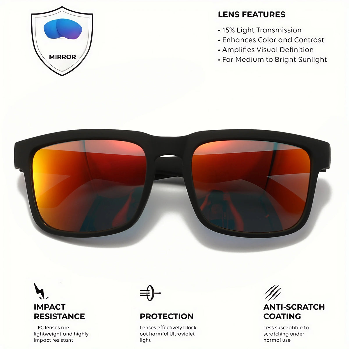 Lot de 2 Lunettes de Soleil Sport Carrées VEGUEROS – UV400 Mixte