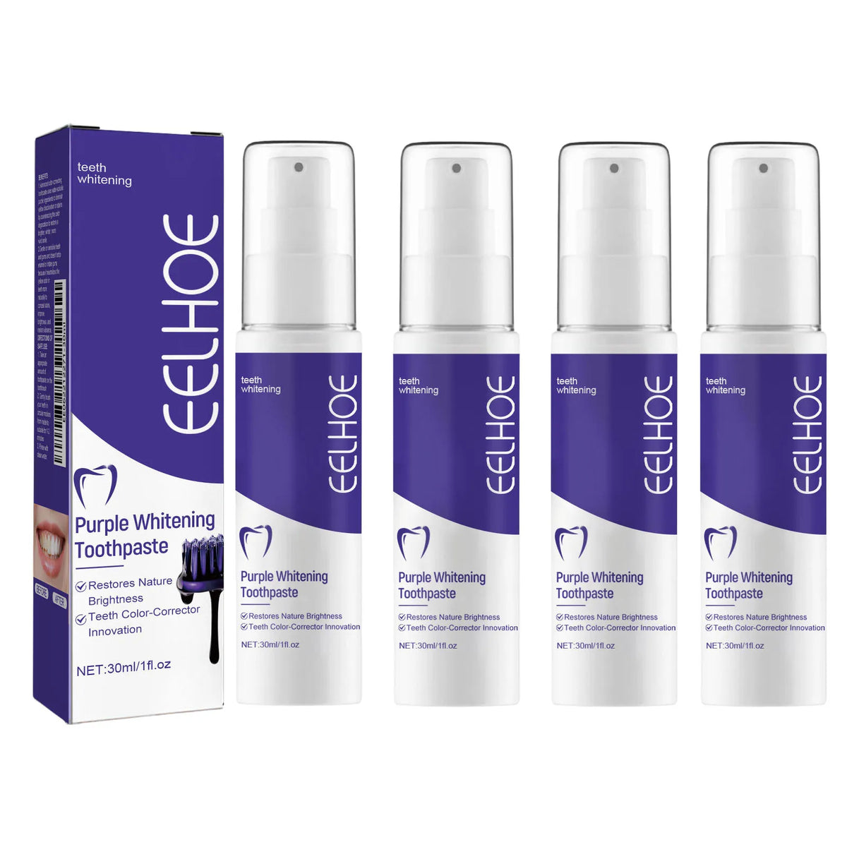 Purple Whitening Toothpaste Removes Plaque Stains Yellow Cleaning Oral Hygiene Color Corrector Tooth Bleaching Agents Toothpaste