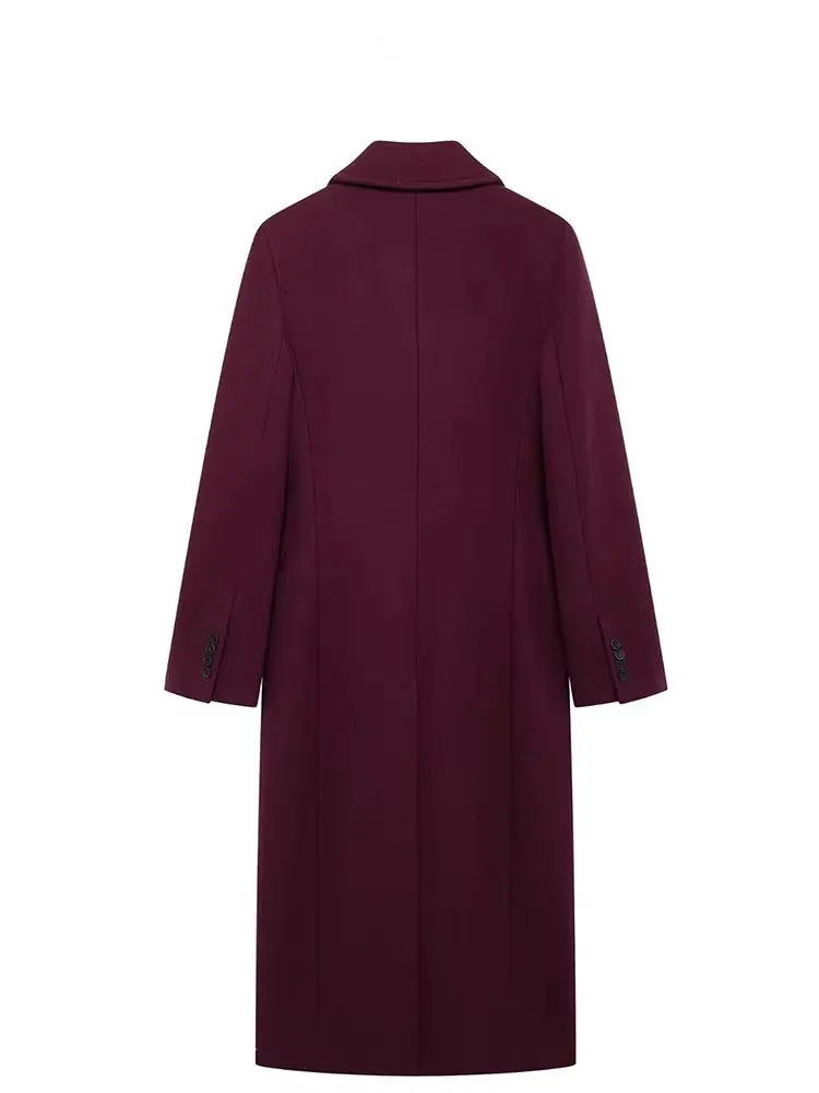 HH – Manteau Long Femme Double Boutonnage, Col Revers, Style High Street Automne-Hiver