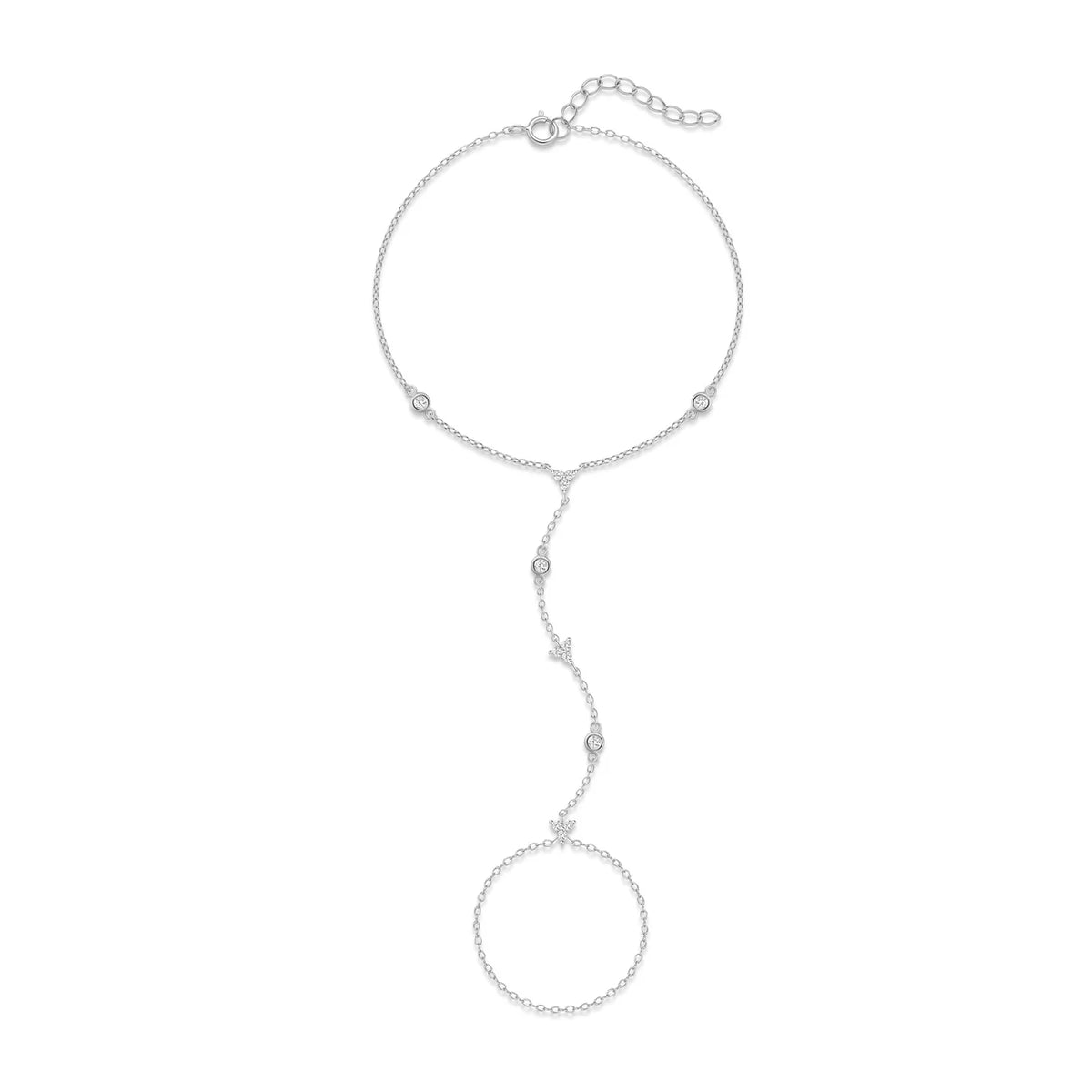 Bracelet Charme Femme en Argent 925 – Zircon Œil de Cheval & Chaîne Anneau | Or & Argent