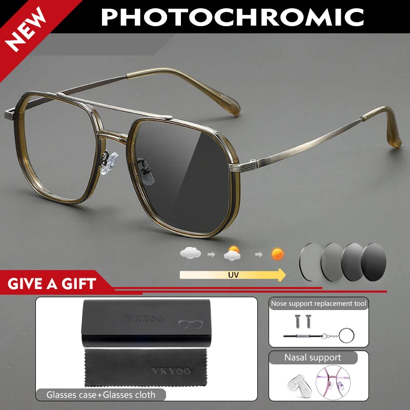 Lunettes de Lecture CAIDERONI Photochromiques Style Pilote – Anti-Lumière Bleue, Prescription Personnalisable, Mixte