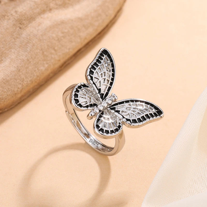 Bague Lotus en Argent Sterling 925 Femme – Texture Rétro & Ajustable | Cadeau Bijou