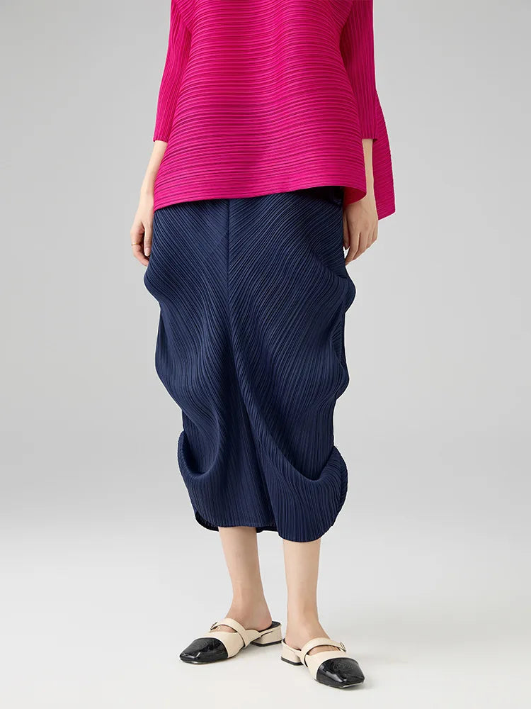 Jupe Plissée A-Line Femme – Taille Élastique, Coupe Ample & Irrégulière