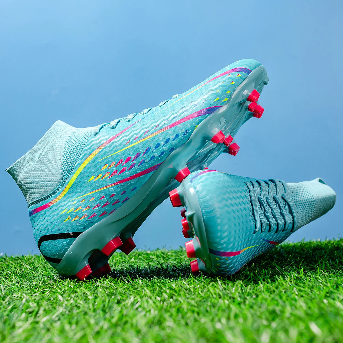 Chaussures de Football Homme AG/FG – Tige PU Souple, Semelle TPU Antichoc, Crampons Longs