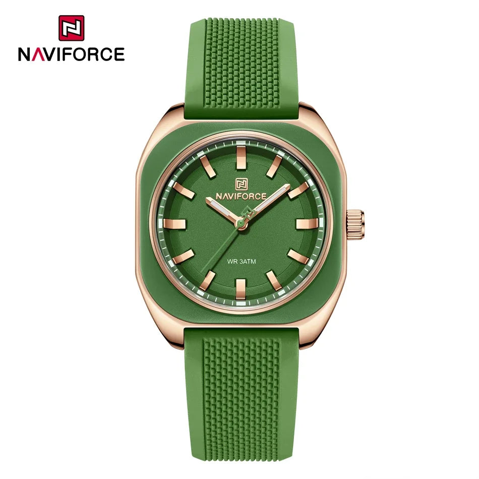 NAVIFORCE NF5061 – Montre Femme Élégante Quartz Silicone, Style Casual & Fashion