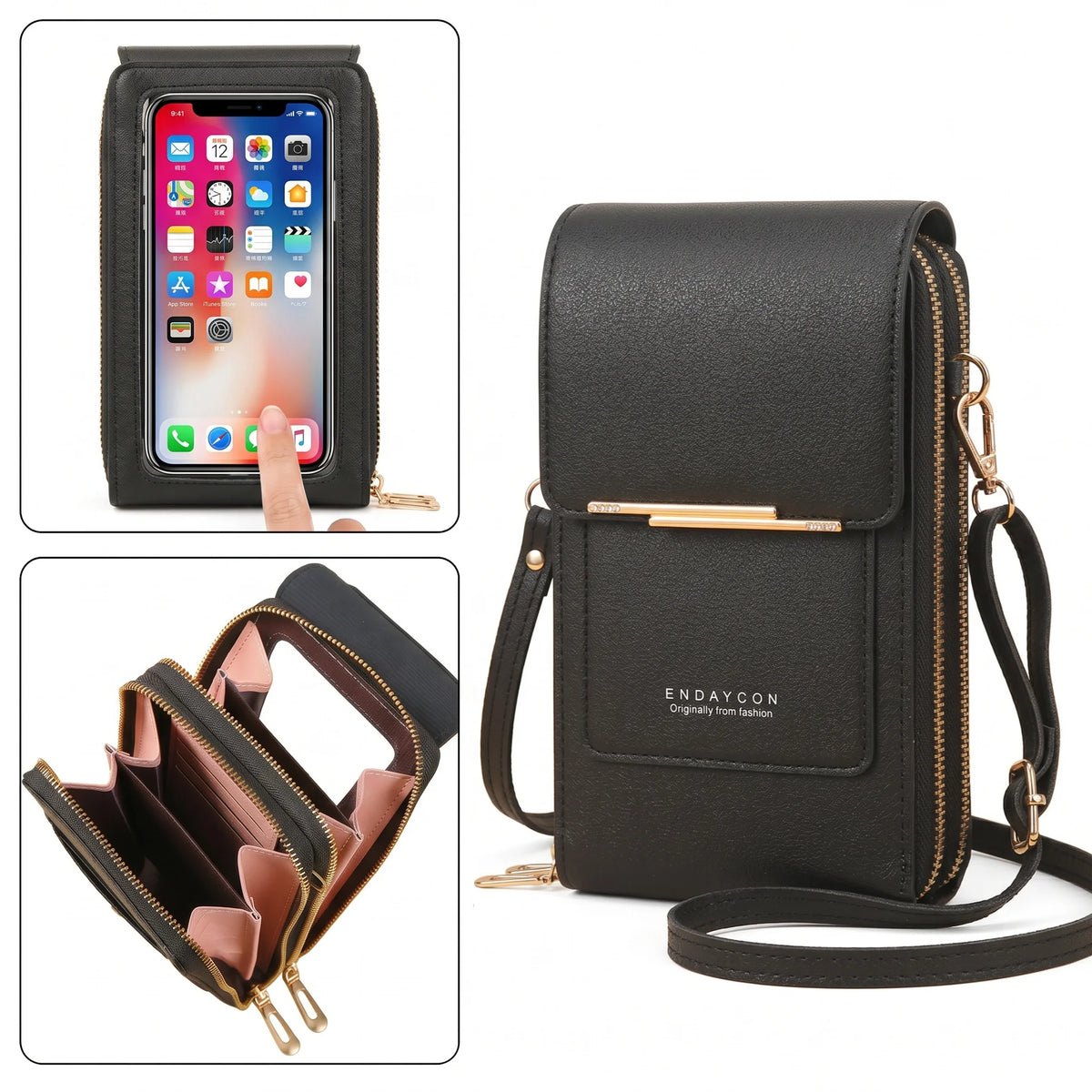 Sac Téléphone Bandoulière Anti-RFID Pomelo Best – Cuir PU, Écran Tactile, 4 Coloris