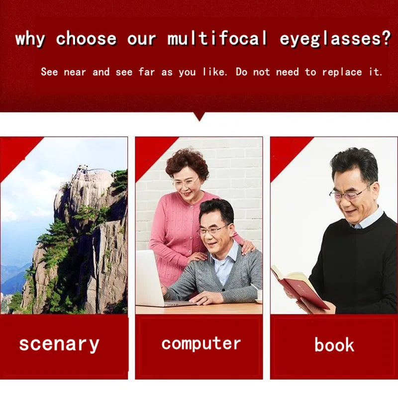 Lunettes de Lecture Progressives Multifocales – Monture Alliage, Anti-Lumière Bleue