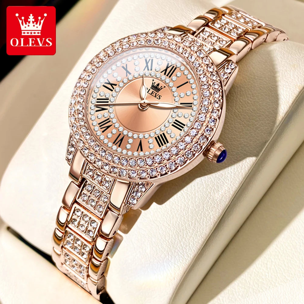 Montre Femme OLEVS 9943 – Cadran Romain Diamant Lumineux Quartz, Style Luxe & Mode
