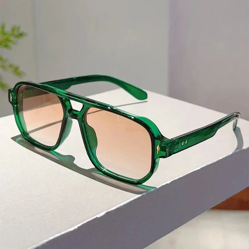 Lunettes de Soleil Vintage Double Pont Carrées UV400 – Femme & Homme