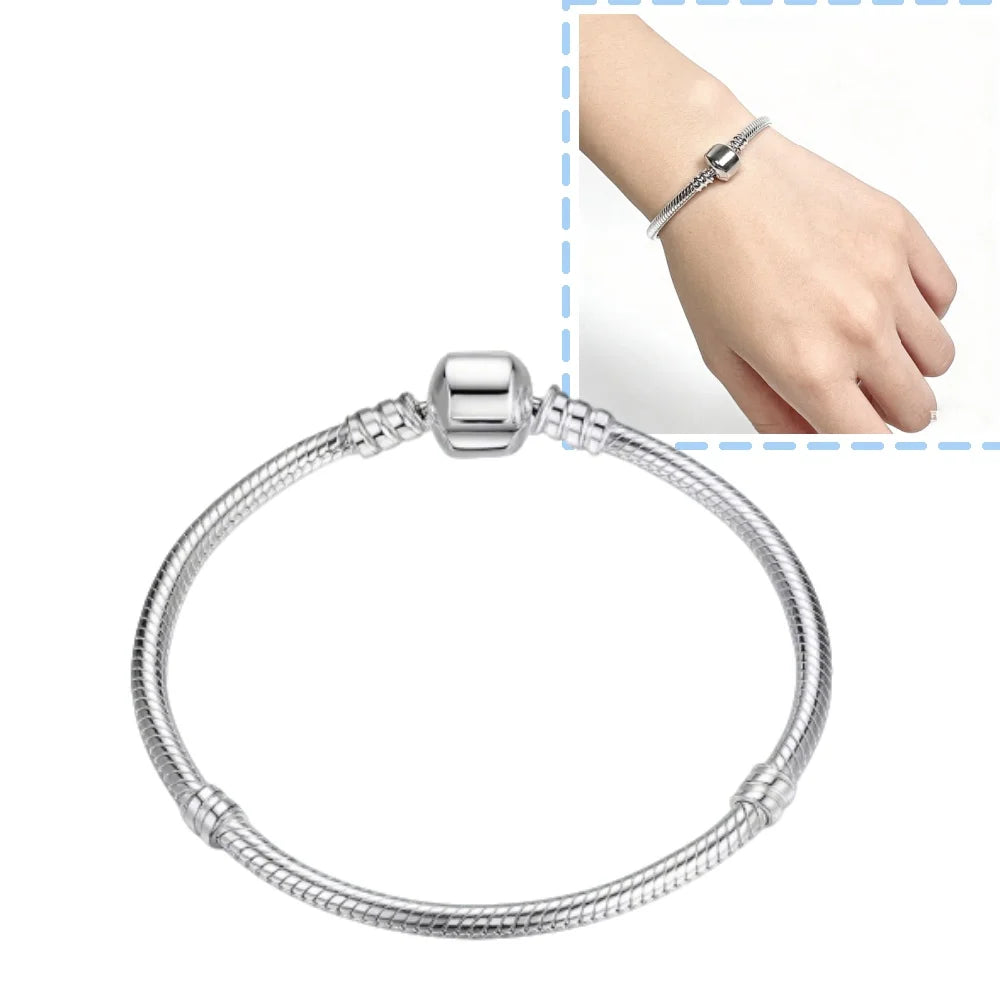 Fmrose Bracelet Charm Fait Main en Argent 925 – Chaîne Serpent Douce, Cadeau Femme
