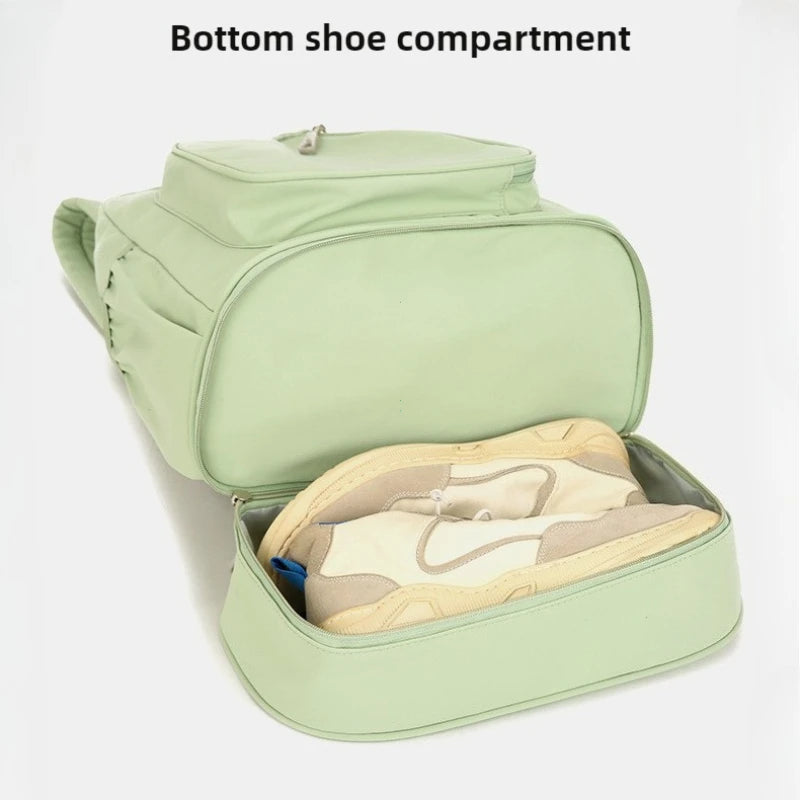 Outdoor Fitness Gym Backpack Badminton Tennis Rackets Training Bag Dry Wet Shoes Pocket Yoga Bag Large Student Storage Schoolbag