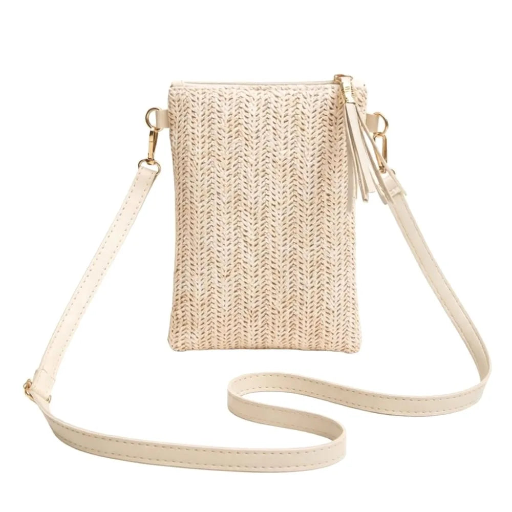 Fashion Woven Print Women Crossbody Bag Lightweight Multicolor Cell Phone Bag Elegant Shoulder Bag Mom Gift