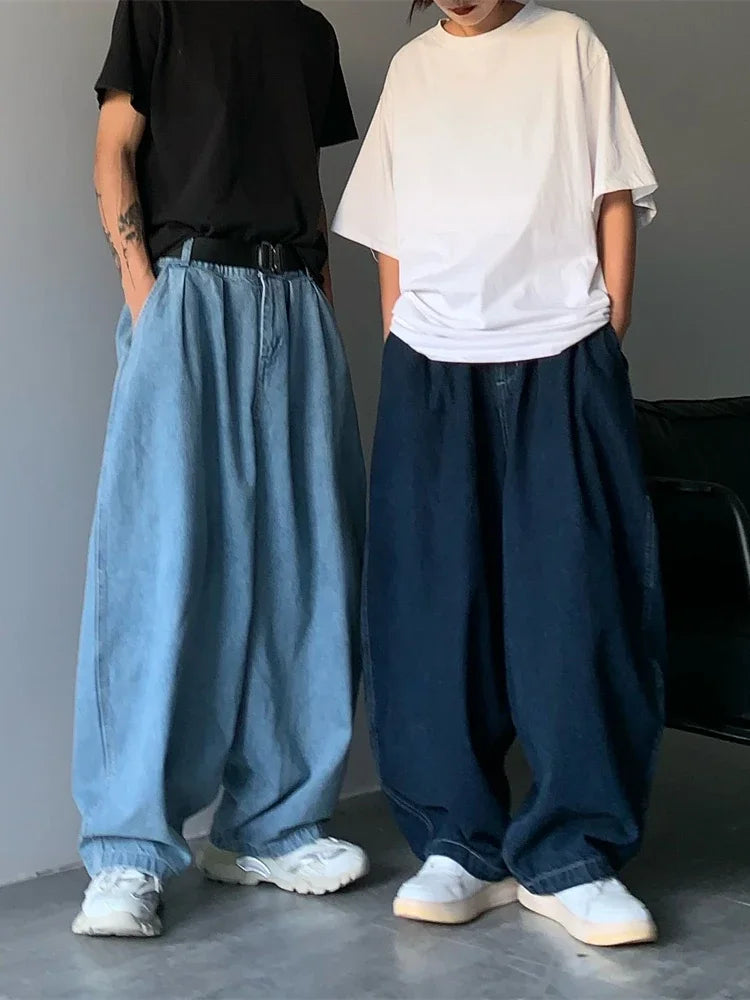 Jean Large Ample Unisexe Style Y2K Streetwear – Bleu Foncé & Bleu Clair | Toutes Saisons