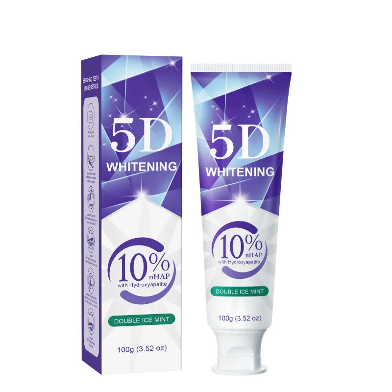 9D 5DPurple Teeth Whitening Toothpaste Remove Plaque Stains Cleaning Oral Hygiene Dental Bleach Tools Fresh Breath Beauty Health