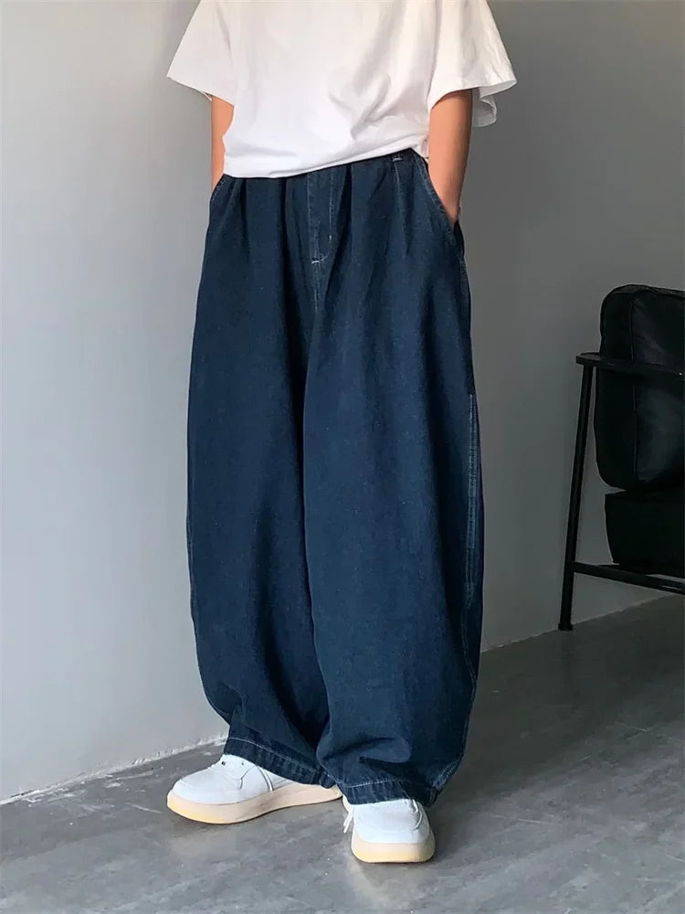 Jean Large Ample Unisexe Style Y2K Streetwear – Bleu Foncé & Bleu Clair | Toutes Saisons