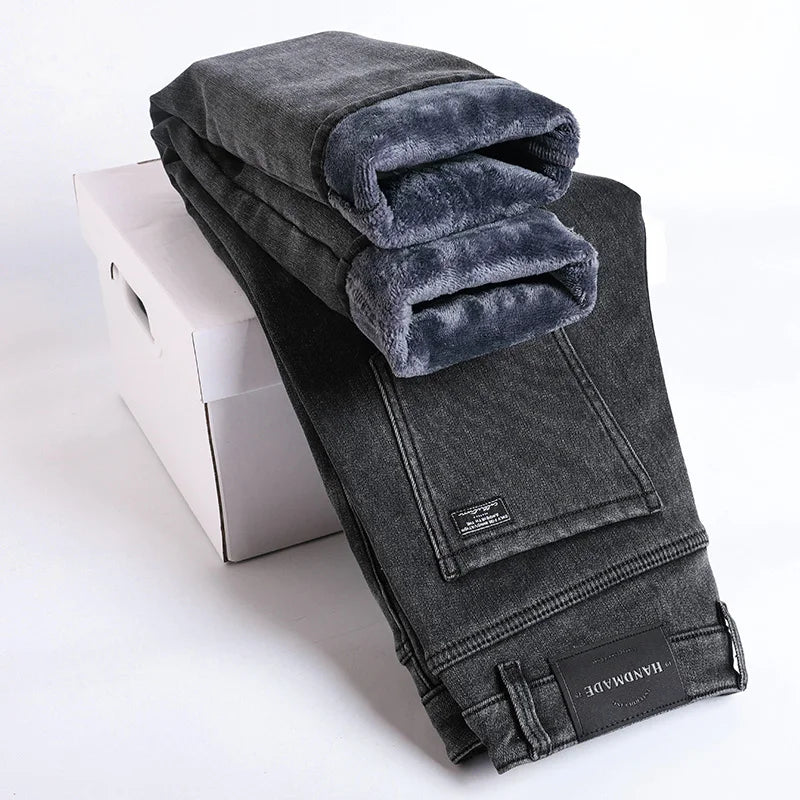 Jean Molletonné Homme Hiver – Coupe Droite Slim Chaud Polaire | 3 Coloris | Tailles 28-38