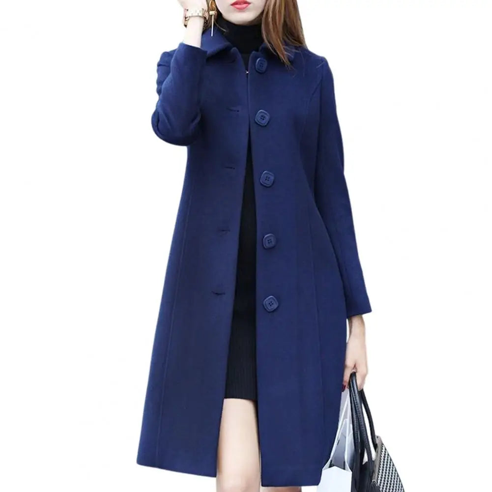 Manteau Long Femme SANWOOD – Col Rabattu, Boutonnage Simple, Coupe Élégante Grande Taille
