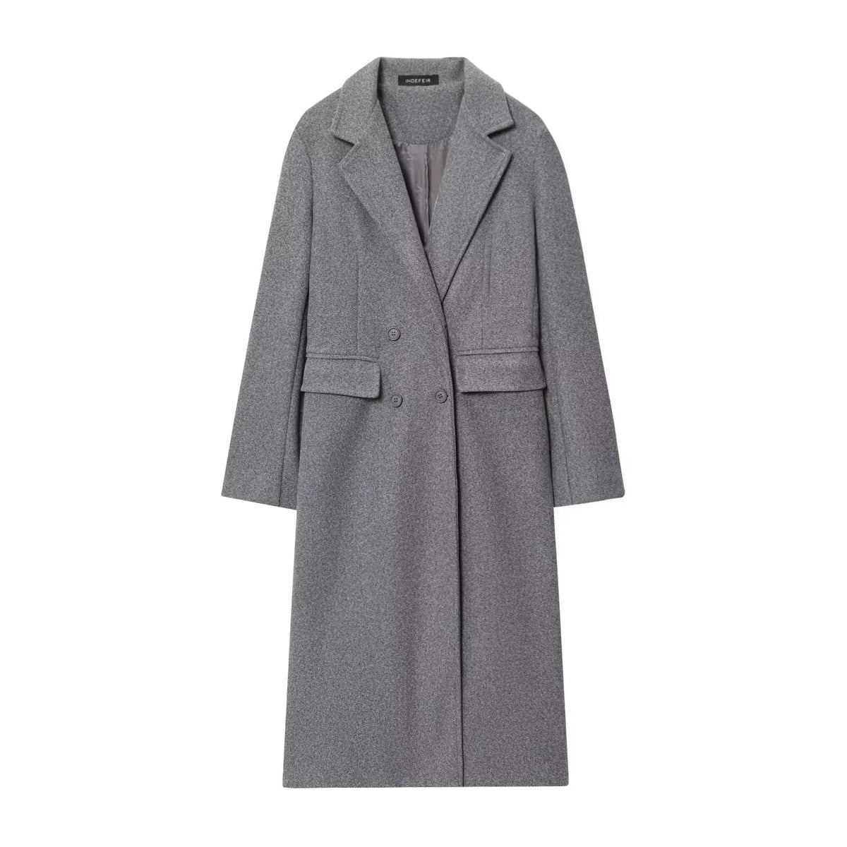 HH – Manteau Long Femme Double Boutonnage, Col Revers, Style High Street Automne-Hiver