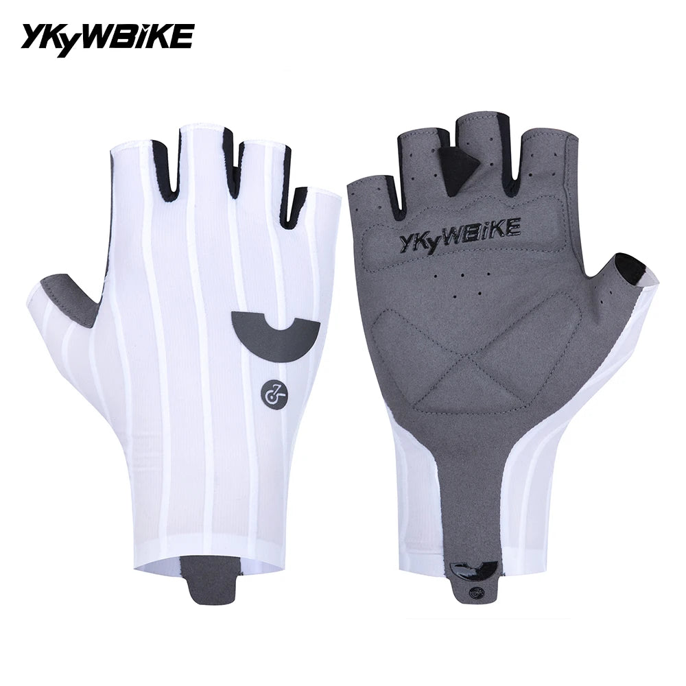 Gants de Cyclisme d'Été YKYWBIKE – Mi-Doigts, Tissu Aérodynamique Rayé, Anti-Chocs, Route & VTT