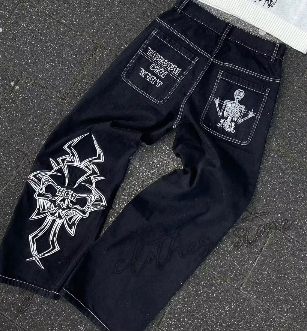 Men's Y2K Harajuku Baggy High-Waisted Wide Leg Jeans Hip Hop | 3 Colors | Sizes S-XL