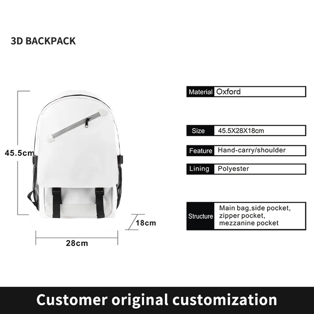 Sac à Dos Personnalisé – Votre Photo / Logo / Image | Oxford 3D Print | Unisexe