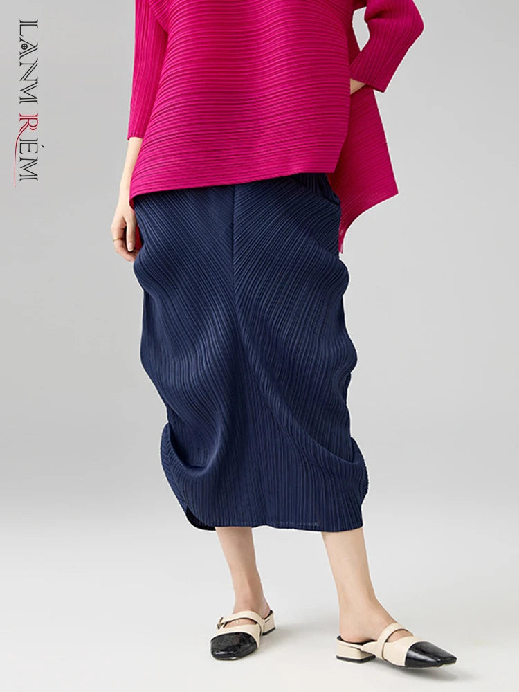 Jupe Plissée A-Line Femme – Taille Élastique, Coupe Ample & Irrégulière