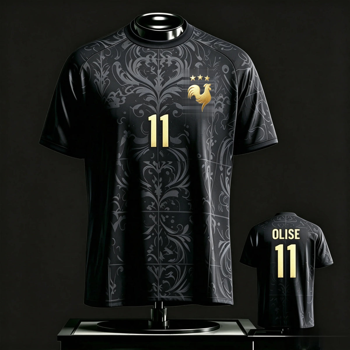 Mbappe 10 Soccer Jersey Golden Rooster Badge Double-Sided Quick Dry Crewneck Short Sleeve Unisex Premium Football Fan Jersey