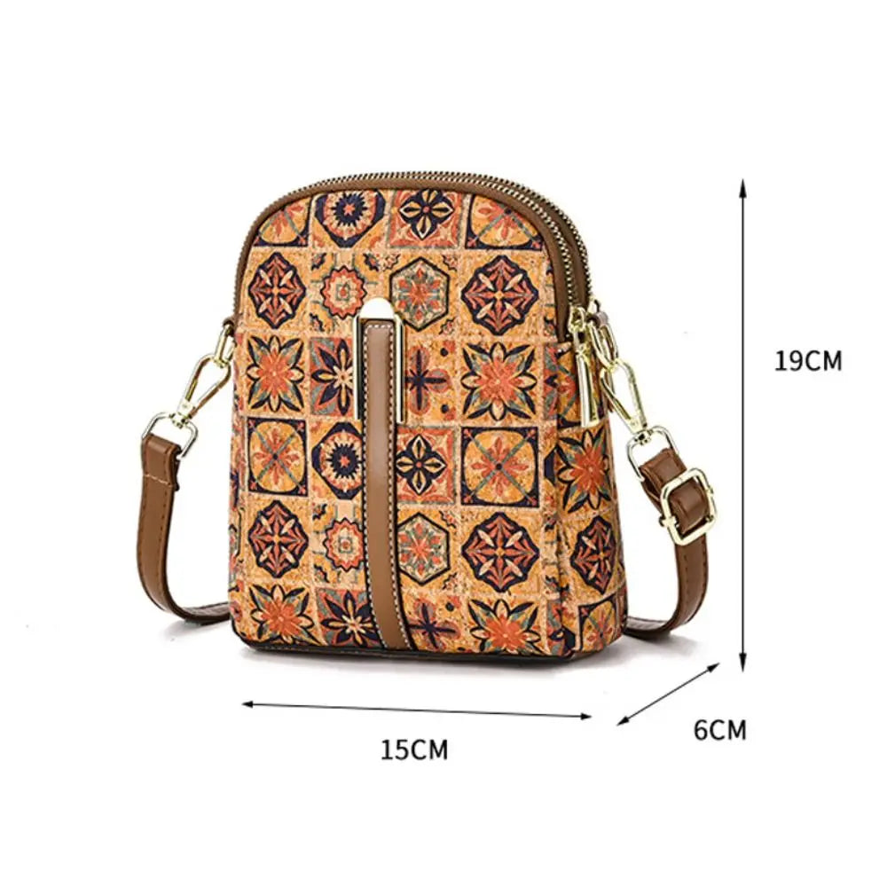 Sac Téléphone Bandoulière Femme Style Bohème Ethnique – Cuir PU, Fermeture Zip, 7 Coloris