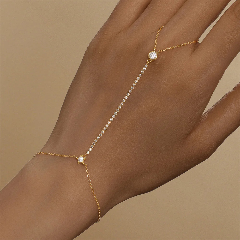 Bracelet Charme Femme en Argent 925 – Zircon Œil de Cheval & Chaîne Anneau | Or & Argent