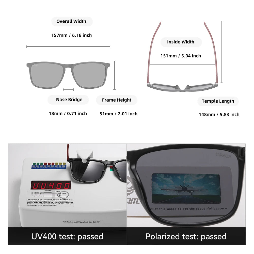 Lunettes de Soleil KDEAM XL Polarisées Photochromiques – Grande Monture Homme