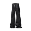 Men's Jean Flare Waxed Leather Effect Black Y2K Streetwear Baggy Oversized Sizes M-XXL Asia