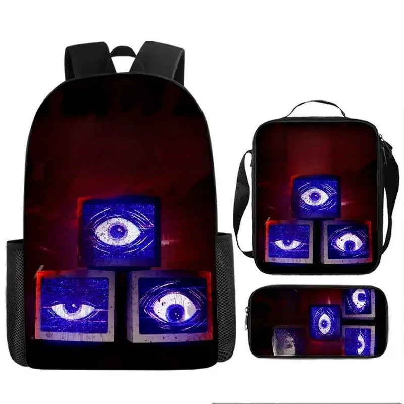 3-piece Set Nightmare Backpack Doey Doughman School Backpack For Students Horror Pianosaurus Bookbag Penbag Yarnaby Shoulderbag