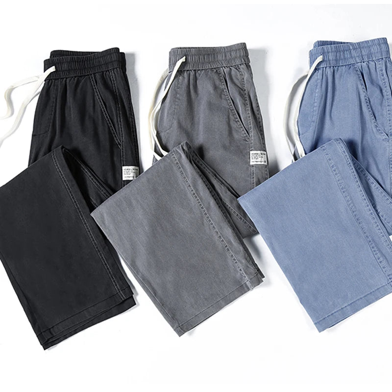 Jean Lyocell Homme Coupe Droite Ample Ceinture Élastique Cordon | 3 Coloris | Grandes Tailles M-5XL