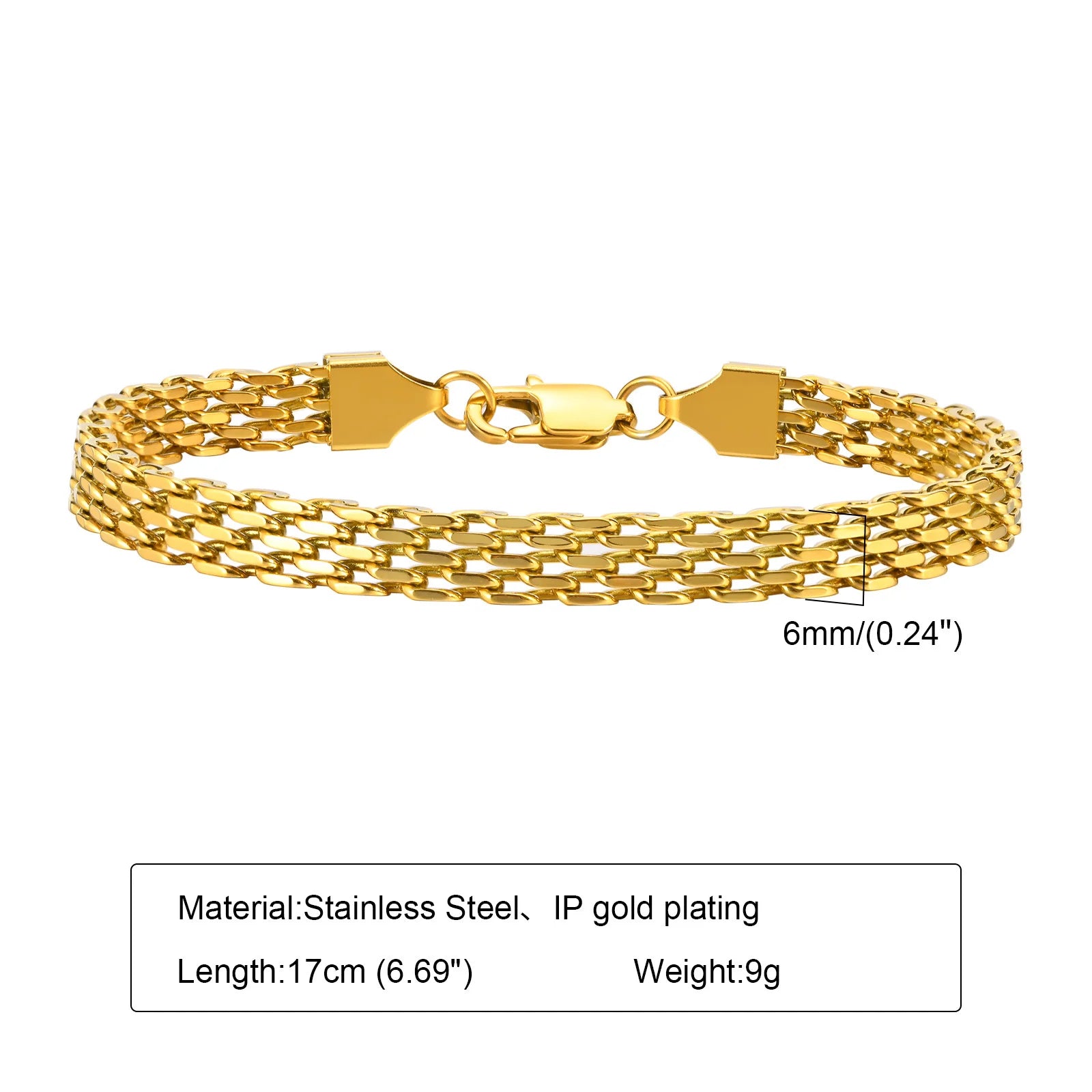 Bracelet Chaîne Acier Inoxydable Waterproof – Plaqué Or Femme