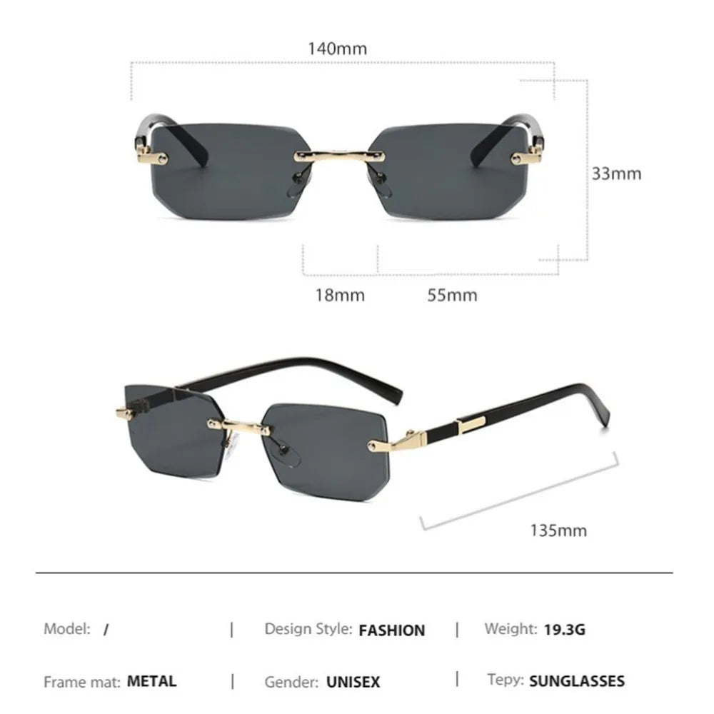 Lunettes de Soleil Sans Monture Rectangulaires Y2K – Unisexe