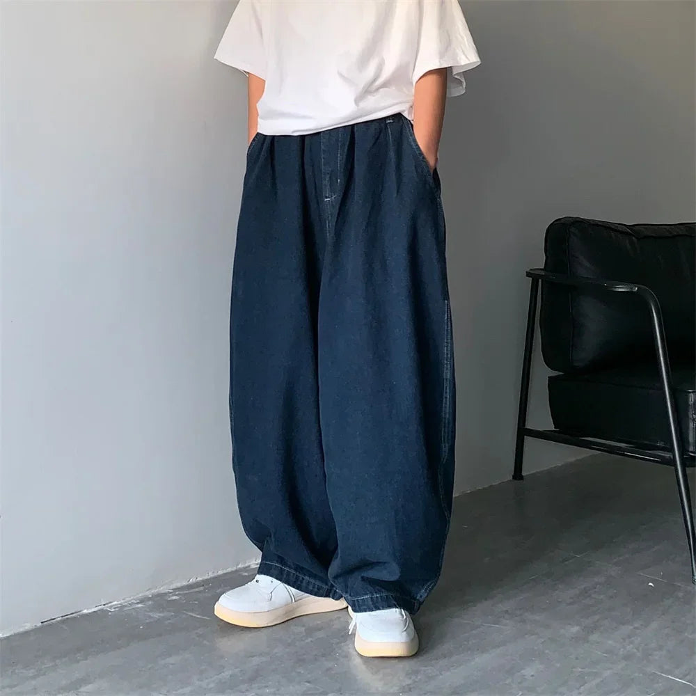 Jean Large Ample Unisexe Style Y2K Streetwear – Bleu Foncé & Bleu Clair | Toutes Saisons