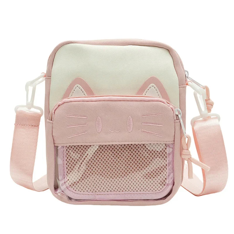 Harajuku Mini Women Ita Bags Women Casual Nylon Cartoon Cat Embroidered Bolso Mujer Daily Subculture DIY Badge Bag Female 2026