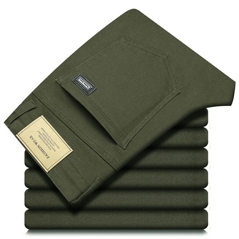 Jean Slim Stretch Homme 96% Coton – Coupe Droite Casual | Noir Café Vert
