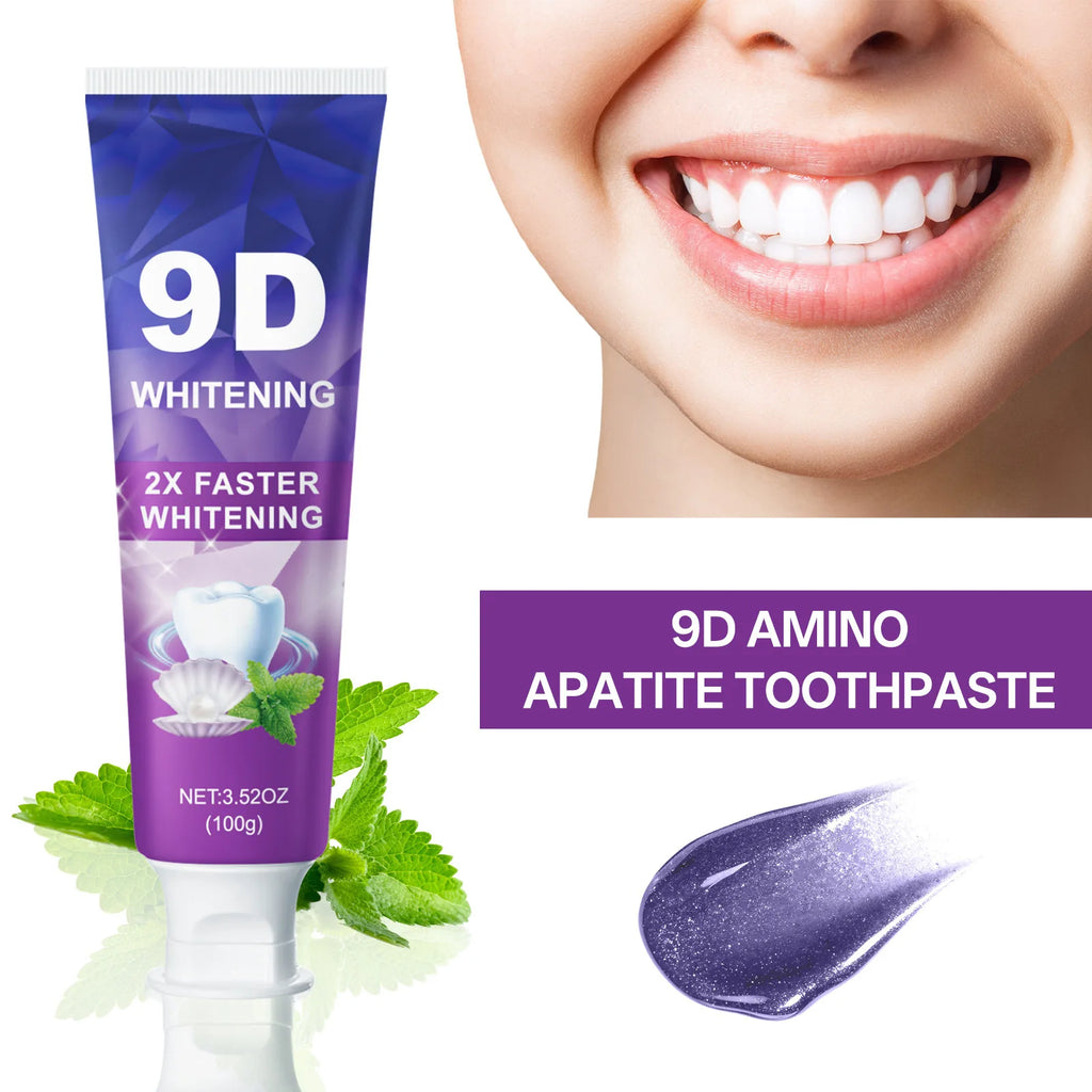 9D 5DPurple Teeth Whitening Toothpaste Remove Plaque Stains Cleaning Oral Hygiene Dental Bleach Tools Fresh Breath Beauty Health