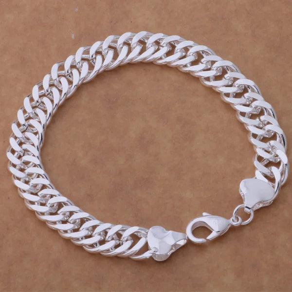 Bracelet Charm en Argent Sterling 925 – Chaîne Perlée Romantique pour Femme