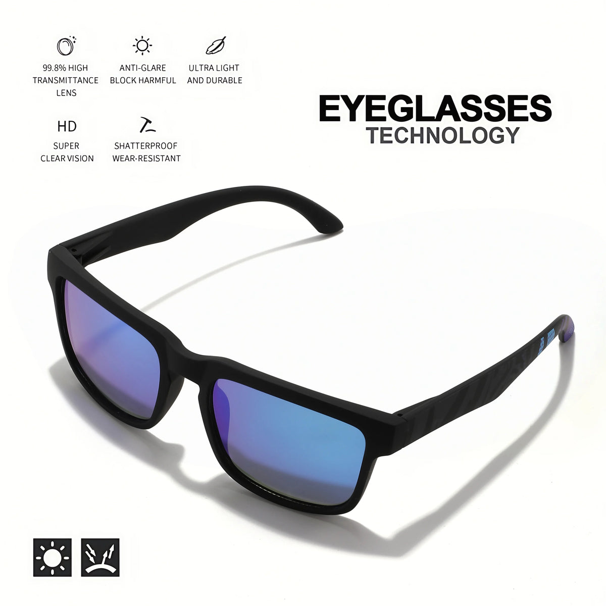 Lot de 2 Lunettes de Soleil Sport Carrées VEGUEROS – UV400 Mixte