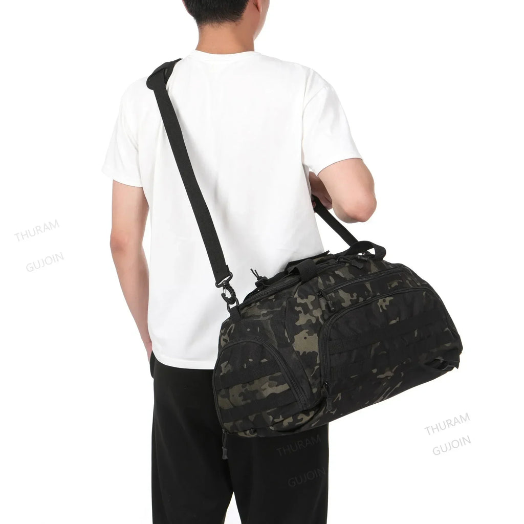 3-in-1 Tactical Gym Backpack with Shoe Compartment Convertible Duffel Sling Bag for Men Women Weekender Overnight Travel Bag