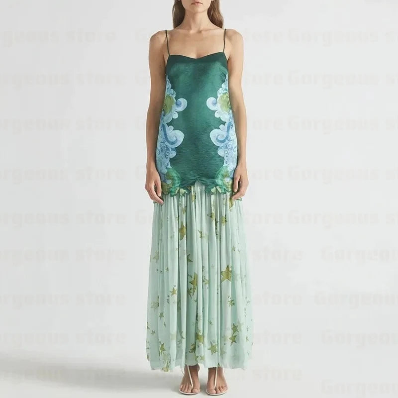 Ensemble 2 Pièces Femme – Top Épaules Dénudées & Jupe Chiffon Imprimée