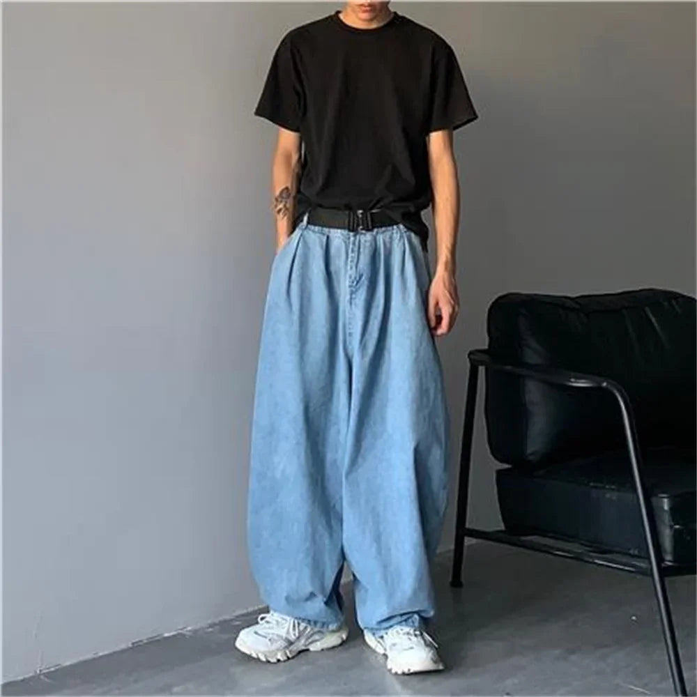 Jean Large Ample Unisexe Style Y2K Streetwear – Bleu Foncé & Bleu Clair | Toutes Saisons