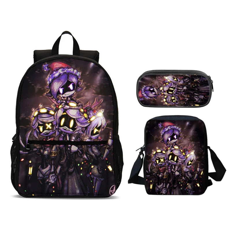 Murder Drones 3pcs Set Backpack 47cm/18.5inch Large Capacity Backpack Shoulder Bag Pencil Case Book Bags for Boys Girl Best Gift