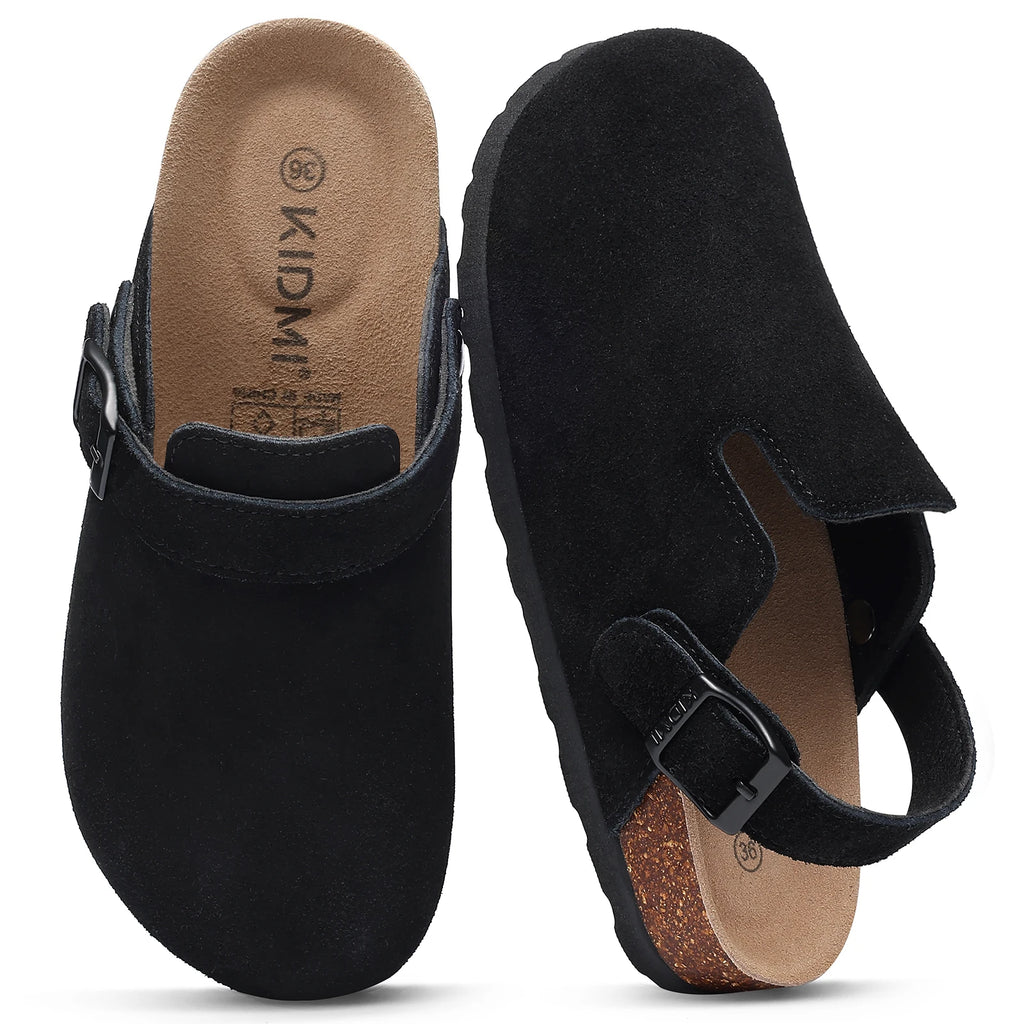 Sabots Femme Litfun – Daim Véritable, Semelle Liège, Support Plantaire