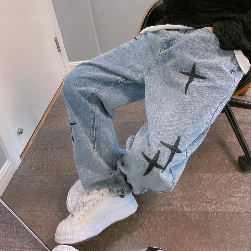 Jean Baggy Wide Leg Cargo Homme Korean Streetwear High Street 2 Coloris Tailles S-3XL Asia