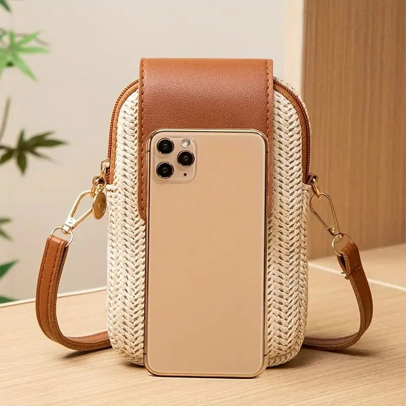 Mini Sac Bandoulière Tressé en Paille – Sac Téléphone Femme Bohème